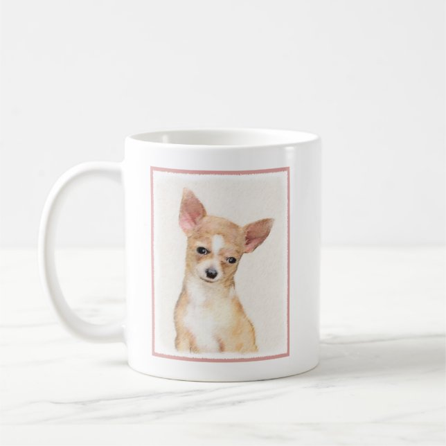 Chihuahua Painting - Cute Original Hund Art Kaffemugg (Vänster)