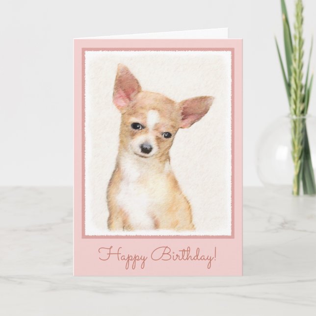 Chihuahua Painting - Cute Original Hund Art Kort (Framsida)