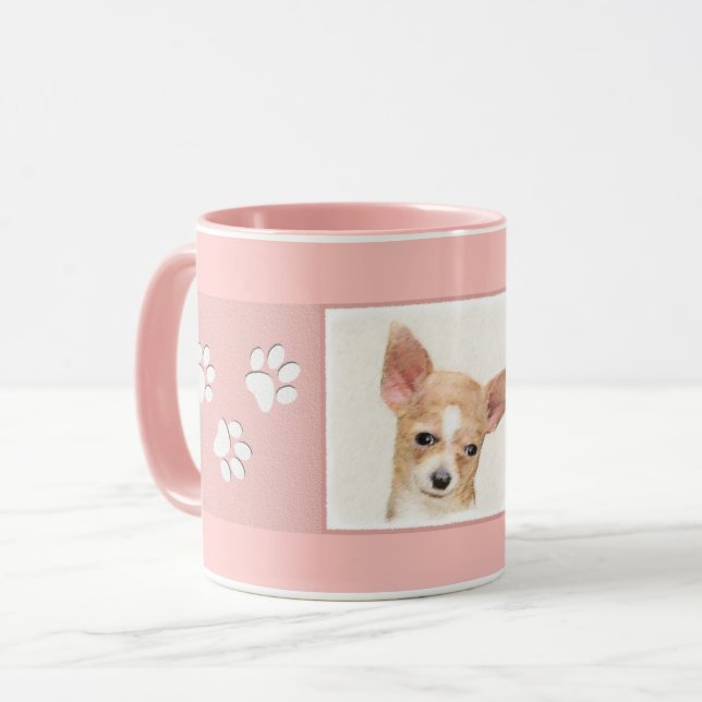 Chihuahua Painting - Cute Original Hund Art Mugg (Framsida vänster)