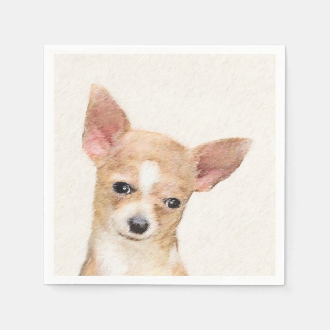Chihuahua Painting - Cute Original Hund Art Pappersservett (Framsidan)