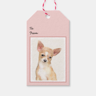 Chihuahua Painting - Cute Original Hund Art Presentetikett