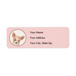 Chihuahua Painting - Cute Original Hund Art Returadress Etikett