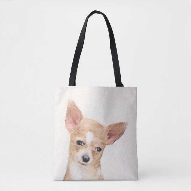 Chihuahua Painting - Cute Original Hund Art Tygkasse (Framsida)