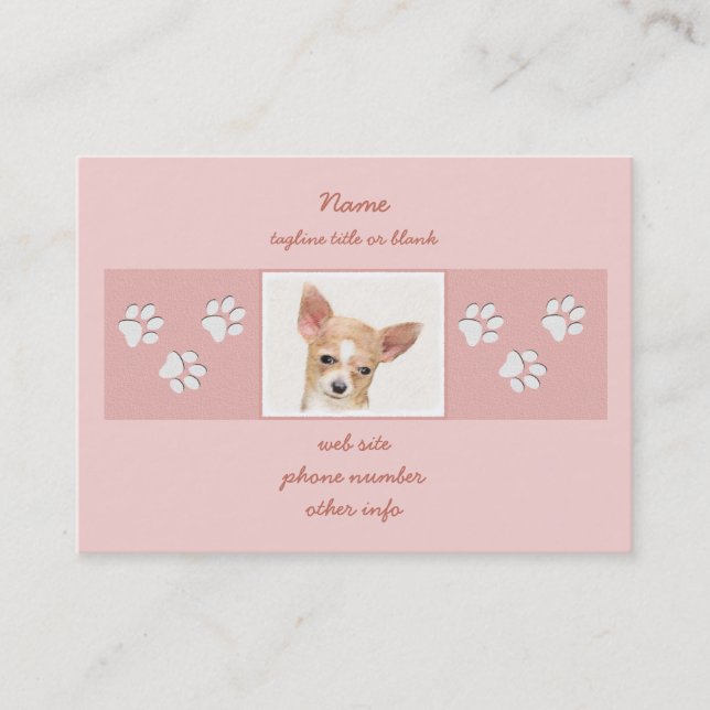 Chihuahua Painting - Cute Original Hund Art Visitkort (Framsida)