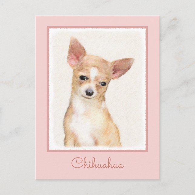 Chihuahua Painting - Cute Original Hund Art Vykort (Framsida)