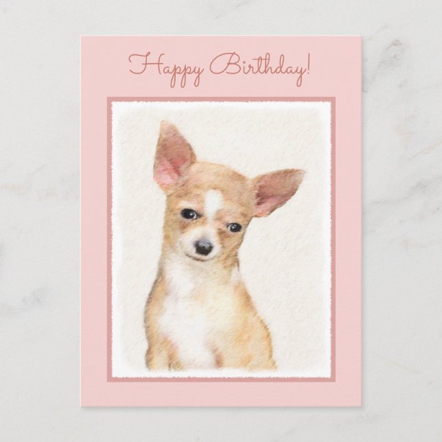 Chihuahua Painting - Cute Original Hund Art Vykort (Framsida)