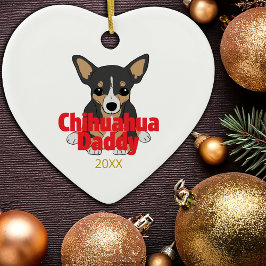 Chihuahua pappa Black Tan Hund Date Julgransprydnad Keramik