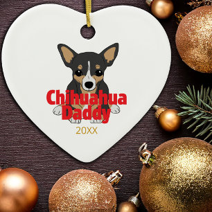Chihuahua pappa Black Tan Hund Date Julgransprydnad Keramik