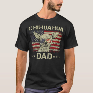 Chihuahua Pappa Hundälskare Amerikansk Flagga 4:e T Shirt