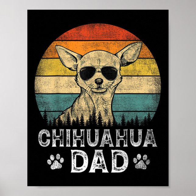 Chihuahua Pappa Hundälskarna Fars dag Tee Poster (Framsidan)