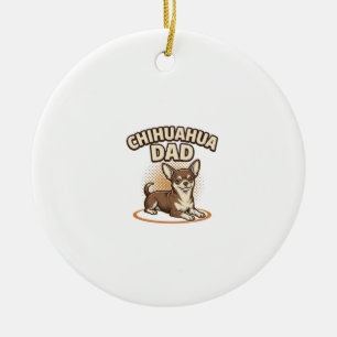 Chihuahua Pappa Vintage Gravyr Hundälskare Design_ Julgransprydnad Keramik