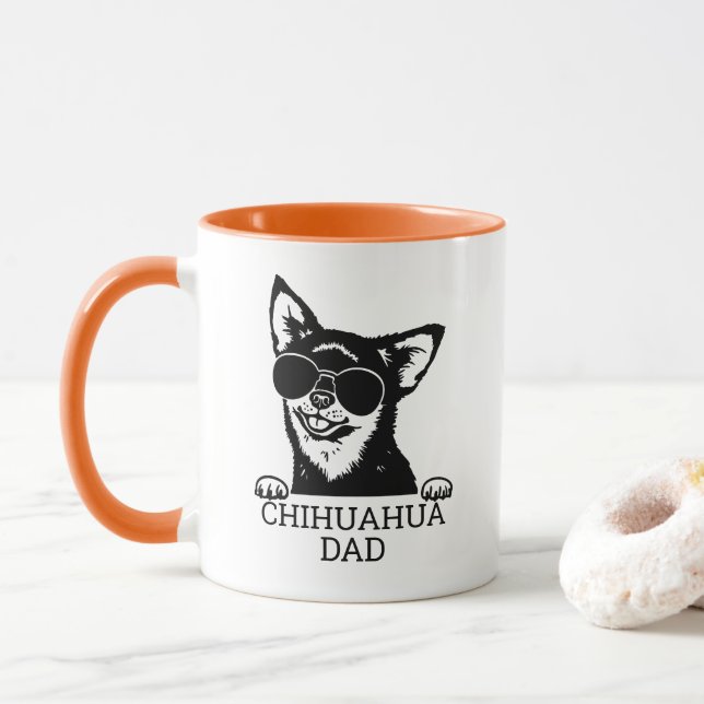 Chihuahua Pappa Wearing Glass Fars dag Pets Mugg (Med munk)