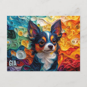 Chihuahua Papper Quilling Art Porträtt Vykort