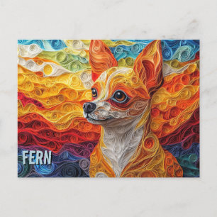 Chihuahua Papper Quilling Art Porträtt Vykort