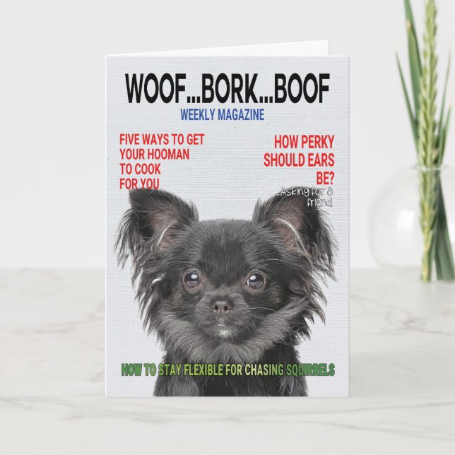 Chihuahua Parody Magazine Cover Card Kort (Framsida)