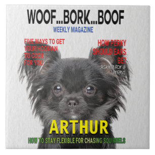 Chihuahua Parody Magazine Cover Ceramic Tile Kakelplatta