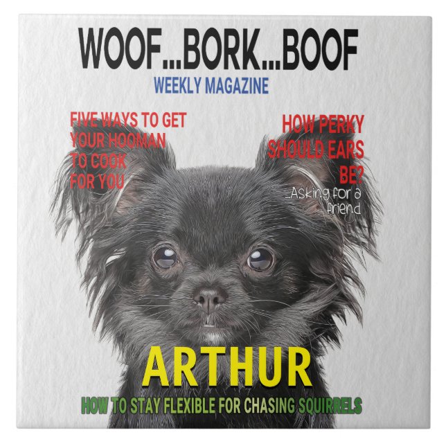 Chihuahua Parody Magazine Cover Ceramic Tile Kakelplatta (Framsidan)