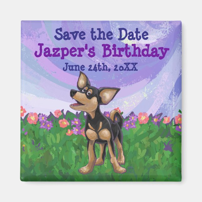 Chihuahua Party Centre Magnet (Framsidan)