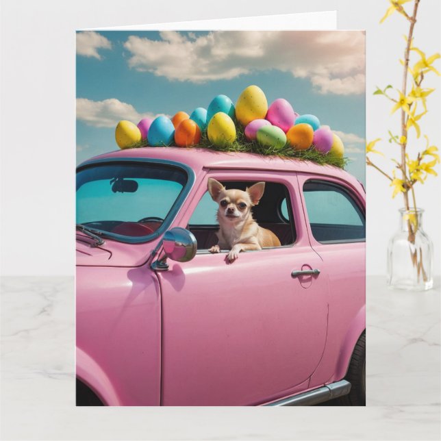 Chihuahua Påskägg Kort (Gul blomma)