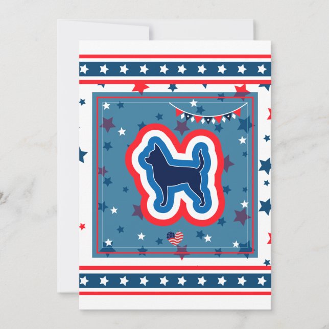 Chihuahua Patriotisk Röd Vit Och Blå 4:e Juli Julkort (Framsida)