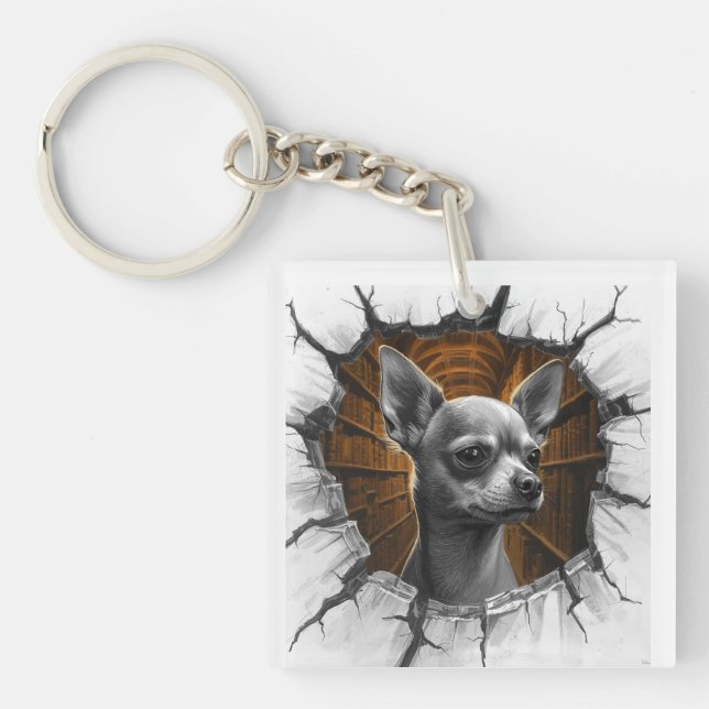 Chihuahua Peers Through A Grey Wooden Wall (Framsidan)