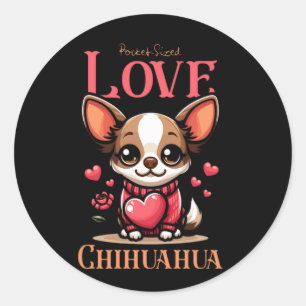 chihuahua pet hund kärlek runt klistermärke