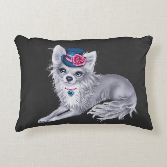 Chihuahua Pillow-beklädnad Hat med flamma Prydnadskudde (Framsidan)