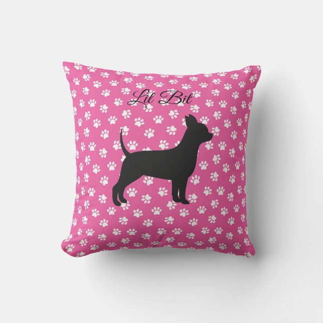 Chihuahua Pillow Customized Rosa Silhouette Kudde (Framsida)