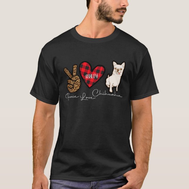 Chihuahua Play Peace Kärlek Cute Hund T Shirt (Framsida)