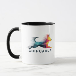 Chihuahua poligonal en amarillo y azul mugg