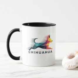 Chihuahua poligonal en amarillo y azul mugg