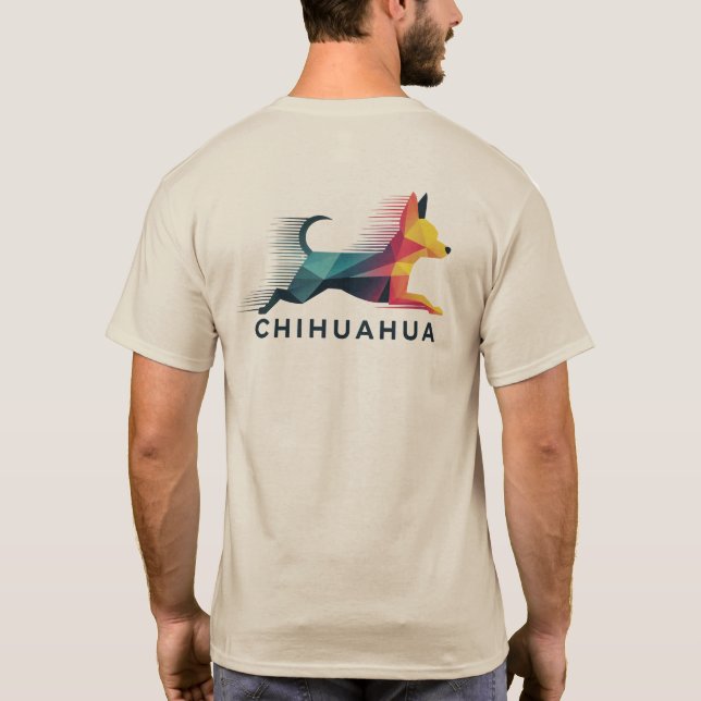 Chihuahua poligonal en amarillo y azul t shirt (Baksida)