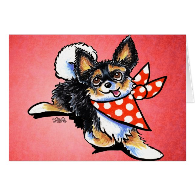 Chihuahua Polka Dot Scarf Anpassningsbar Hälsningskort (Framsidan Horizontal)