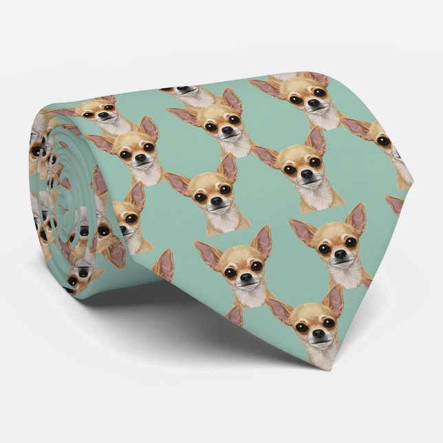 Chihuahua Portrait Necktie – Mint Dog Lover Gift Slips (Rullad)