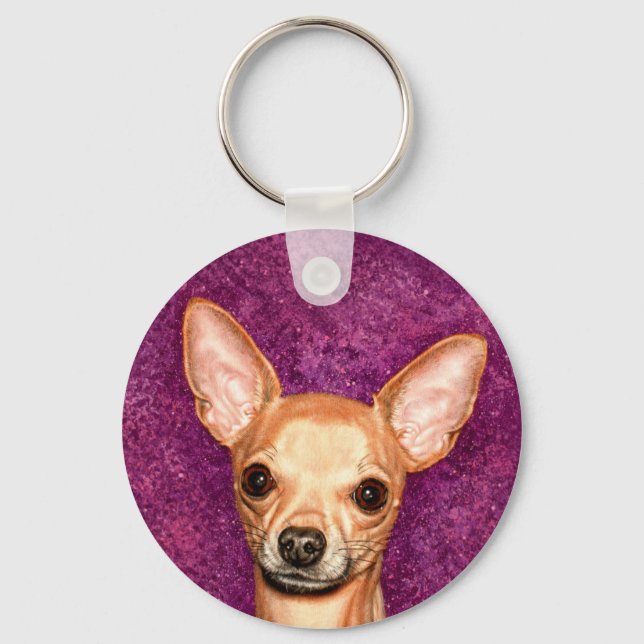 Chihuahua Porträtt Nyckelring (Framsida)