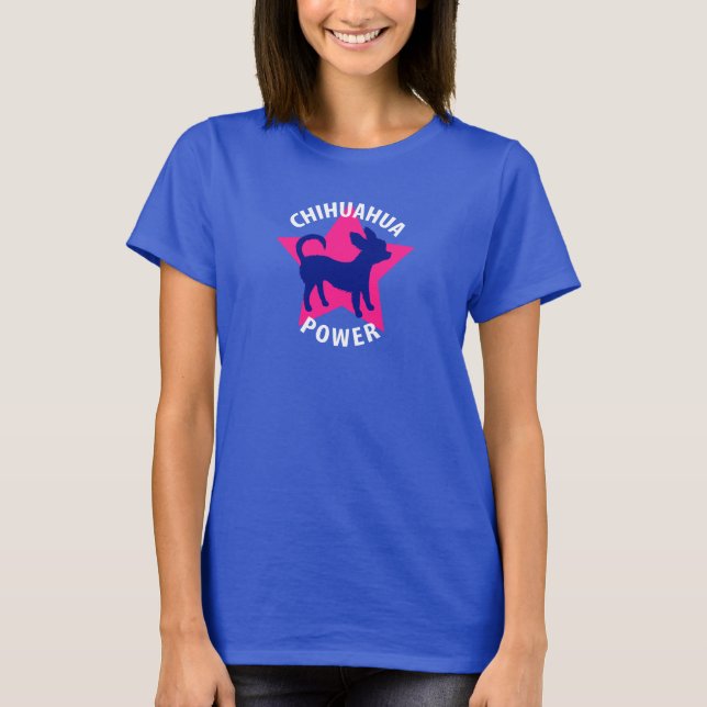Chihuahua Power Cute Long-Heed Chihuahua T Shirt (Framsida)