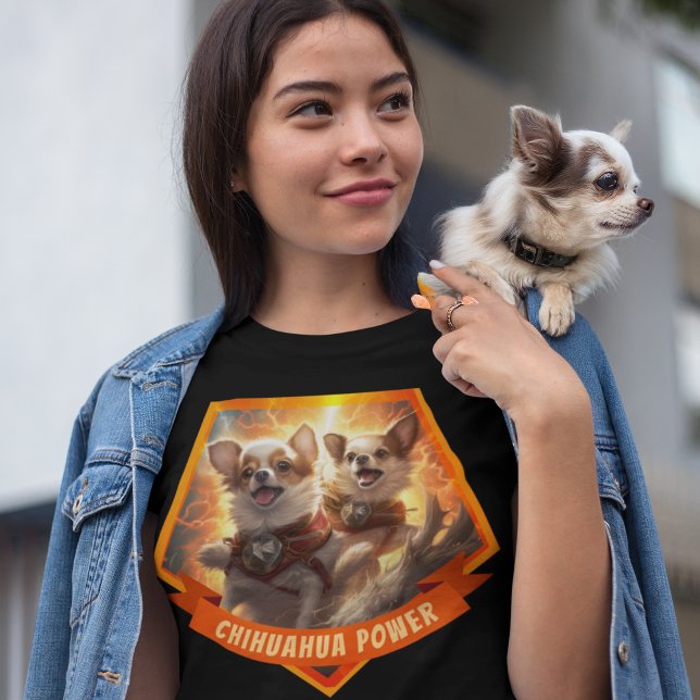 Chihuahua Power Long-Hved Chihuahua Hundar T Shirt (Skapare uppladdad)