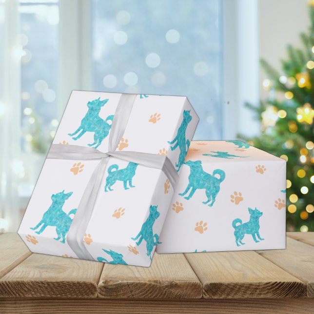 Chihuahua presentpapper Minimal pastell blå gåva (Skapare uppladdad)