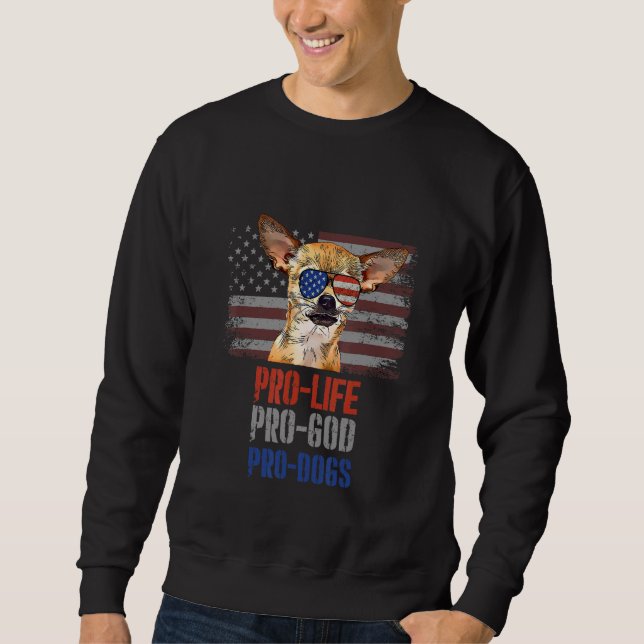 Chihuahua Pro Life Pro God Pro Hundar Lång Ärmad Tröja (Framsida)