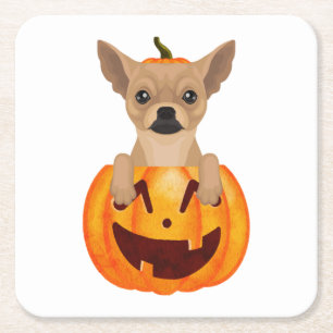 Chihuahua Pumpkin Underlägg Papper Kvadrat