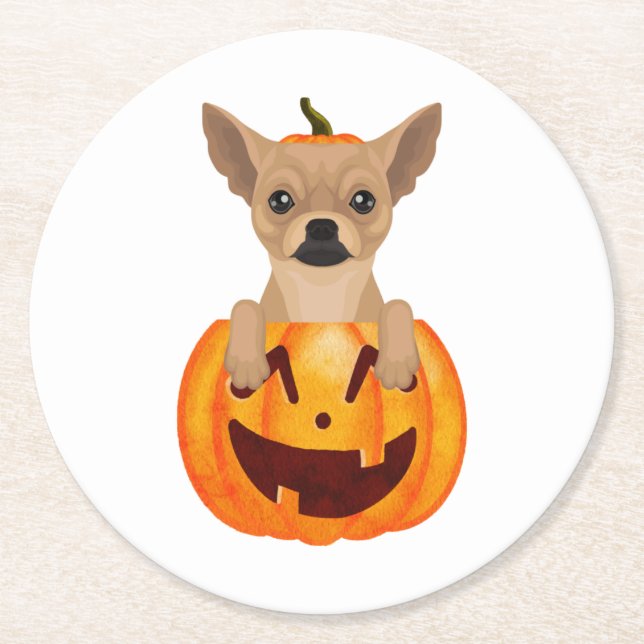 Chihuahua Pumpkin Underlägg Papper Rund (Framsidan)