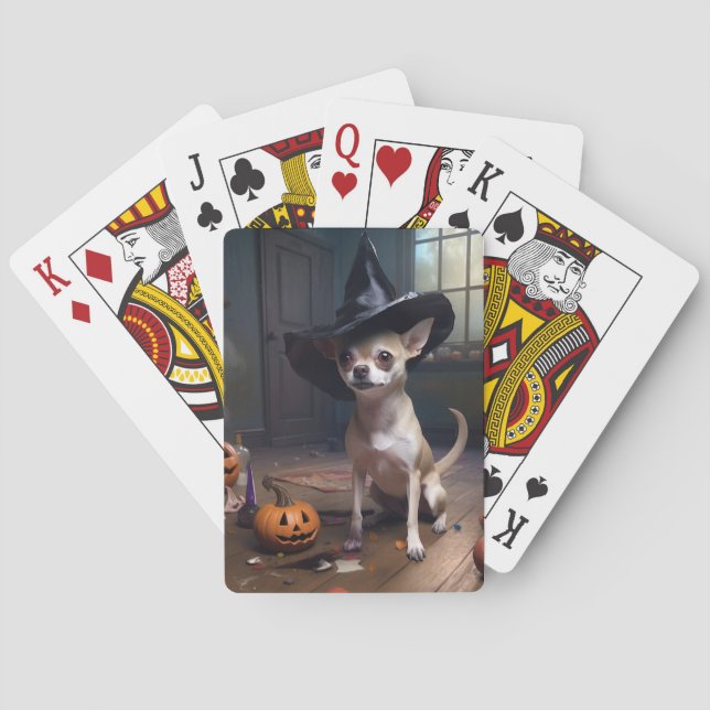 Chihuahua Pumpkins Halloween Scary Casinokort (Baksidan)