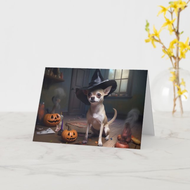 Chihuahua Pumpkins Halloween Scary Kort (Gul blomma)