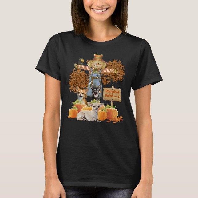 Chihuahua Pumpkins Patch T Shirt (Framsida)