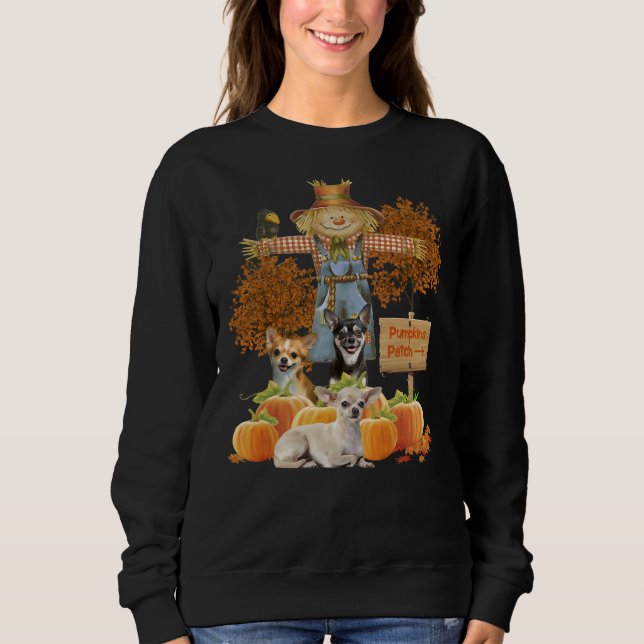 Chihuahua Pumpkins Patch T Shirt (Framsida)