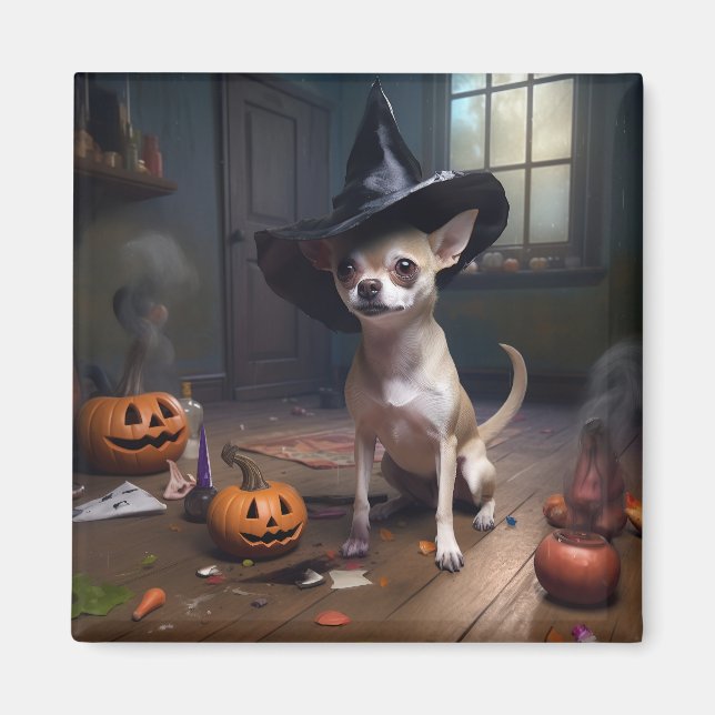 Chihuahua Pumpor Halloween Skräckinjagande Magnet (Framsidan)