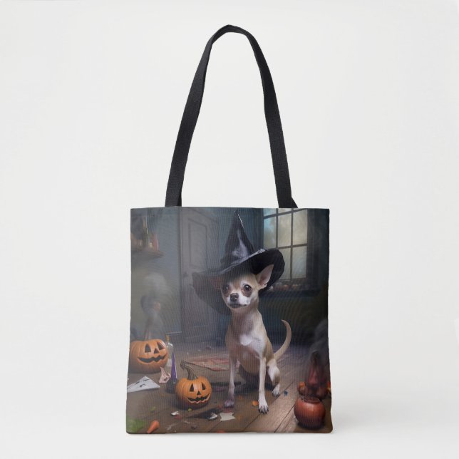 Chihuahua Pumpor Halloween Skräckinjagande Tygkasse (Framsida)