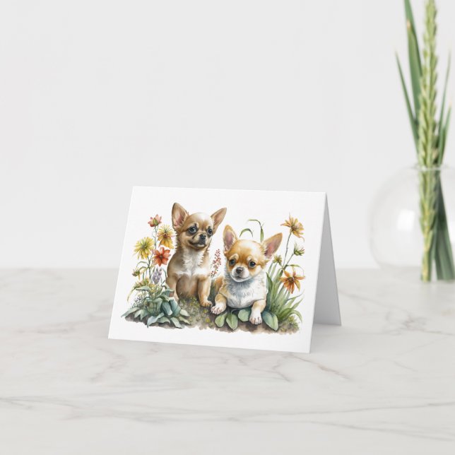 Chihuahua Puppies Blank Greeting Card Kort (Framsida)