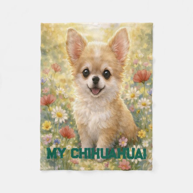 Chihuahua Puppy Customizable Blanket Fleecefilt (Framsidan)
