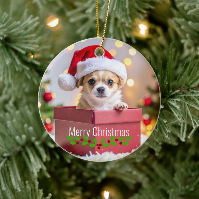Chihuahua Puppy Dog's Christmas Julgransprydnad Keramik (Träd)